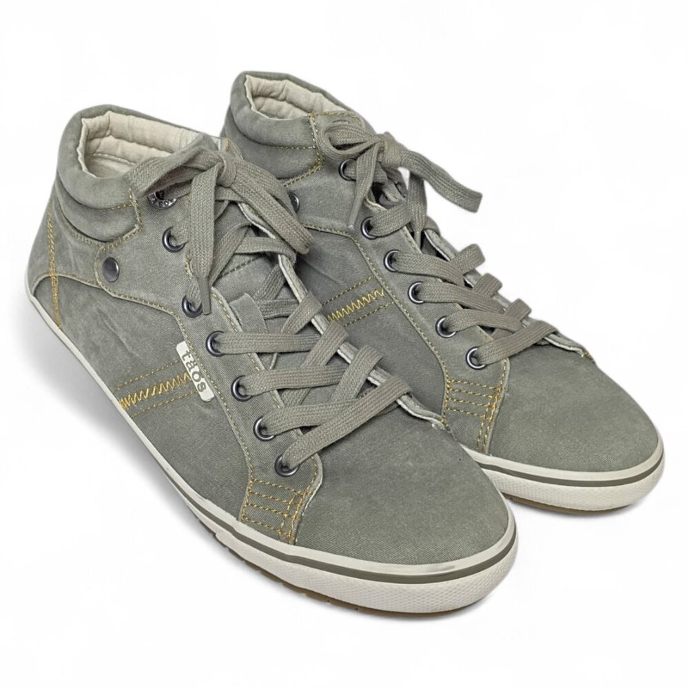 Taos Top Star Sneakers Washed Olive Green Sage Women’s Size 9.5 Distressed Style